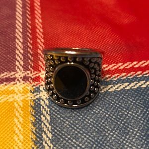 Black and silver ring